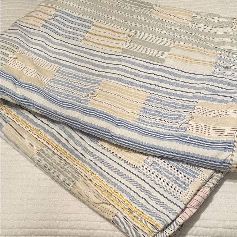 Tommy Hilfiger Pastel Striped Tie Quilt in queen size with matching euro sham